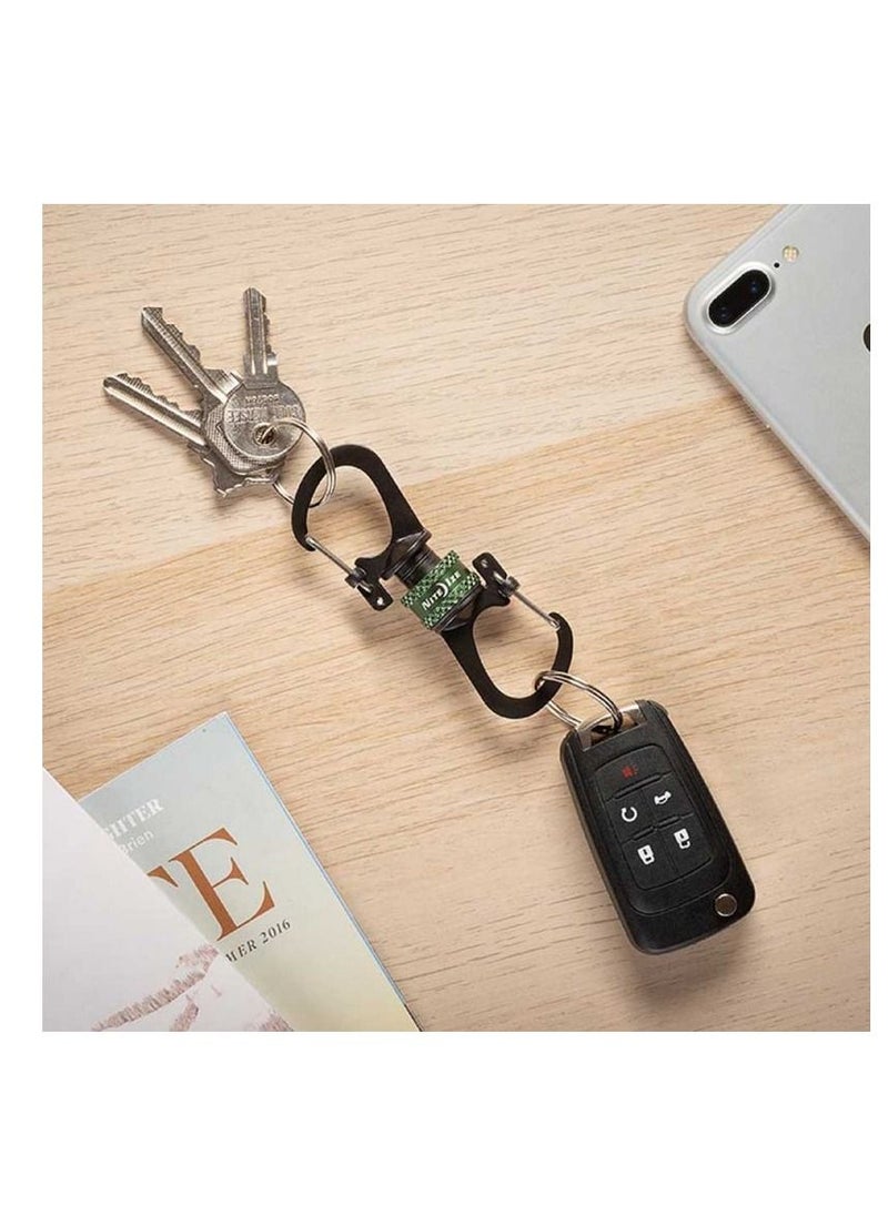 Nite Ize SlideLock 360° Magnetic Locking Dual Carabiner, Twist-to-Lock Collar for Separating Keys, Olive
