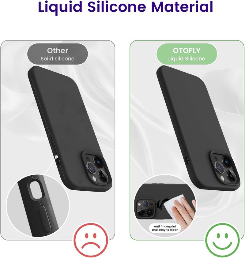 OTOFLY for iPhone 14 Pro Max Case Magnetic Silicone Shockproof Slim Thin Phone Case 6.7 inch (Black) - Image 4