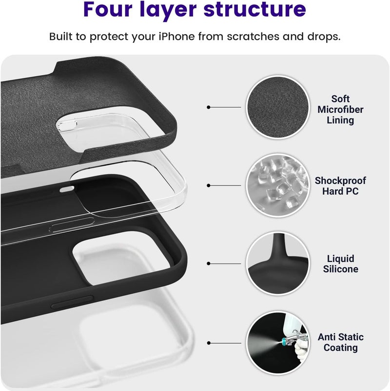 OTOFLY for iPhone 14 Pro Max Case Magnetic Silicone Shockproof Slim Thin Phone Case 6.7 inch (Black) - Image 3