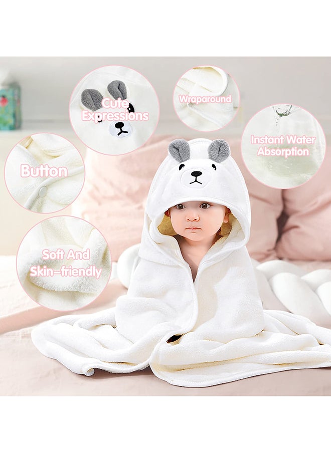 Bebiland Baby Bath Towel With Hood, Bear Hooded Towel Baby, Soft and Thick, for Baby Bathing, Baby Gift, White  - Image 4