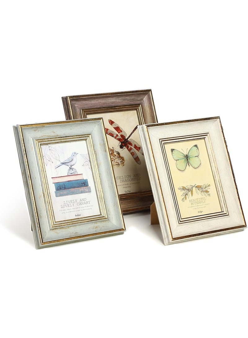 NANAO طقم إطارات صور ريفية 3 عبوات بحجم 4x6 بوصة، إطار بلاستيكي متآكل للتعليق على الحائط أو العرض على الطاولة - Image 1