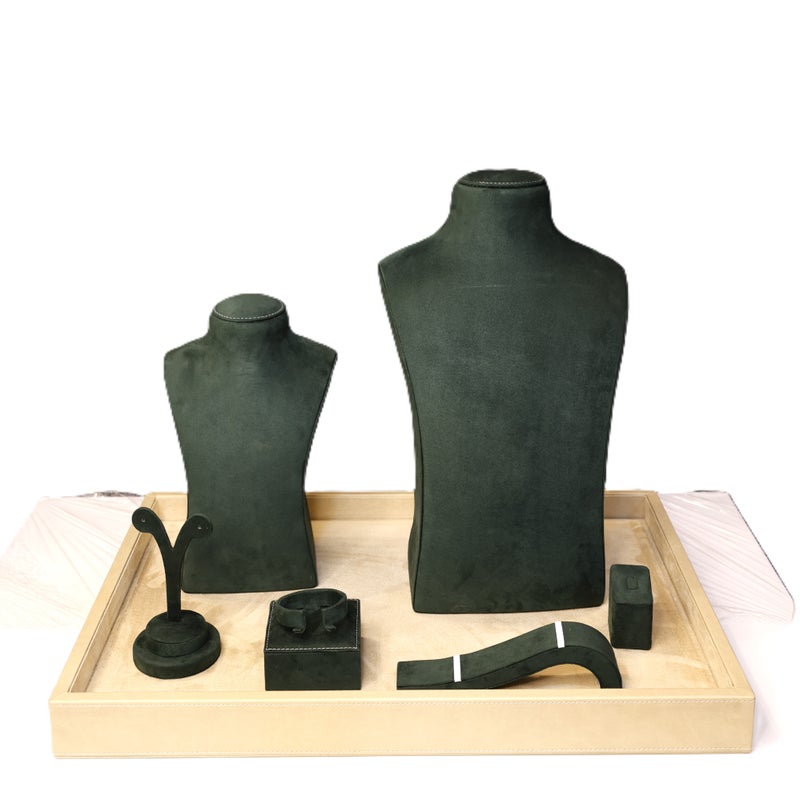 Lamsit Ibdaa Acrylic Jewellery Organizers with display busts & Necklace Display Stand – Premium Luxury Organizer Gift Box for Women – (Green) - Image 1