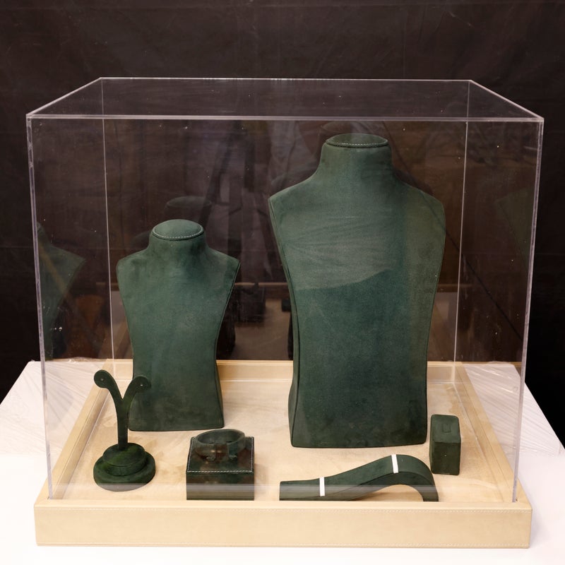 Lamsit Ibdaa Acrylic Jewellery Organizers with display busts & Necklace Display Stand – Premium Luxury Organizer Gift Box for Women – (Green) - Image 2