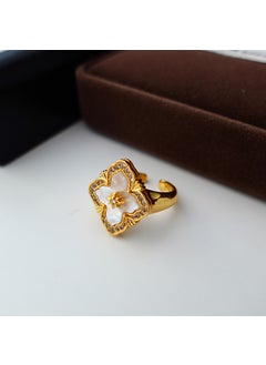 Red clover flower pendant necklace new year high-grade light luxury clavicle chain New Year festive Palace style sweater chainWhite Fritillaria Diamond Ring White Fritillaria Diamond Ring