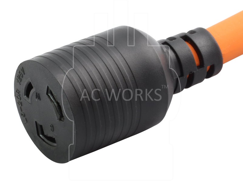 AC WORKS Locking Adapter Household 15Amp 5-15P Plug to Locking 20Amp L5-20R Female Connector (Flexible) - Image 4