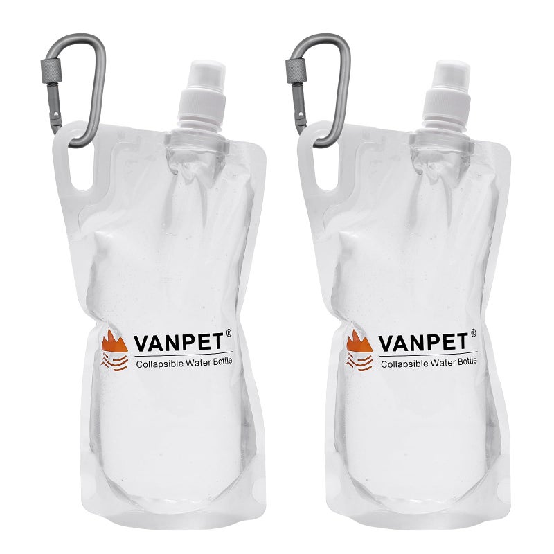 Vanpet Filter Collapsible Water Bottles  1L Plastic Flasks  Reusable Drink Bags  Foldable Backpacking Water Bottle For Travel Camping Hiking (2) - Image 1