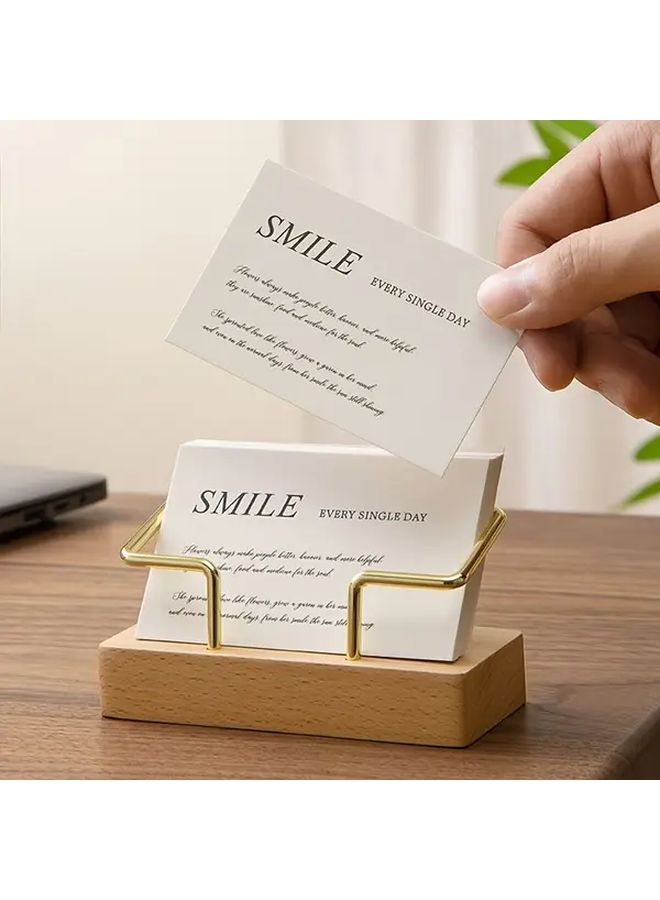 Khaki Beechwood Desktop Card Holder with Slots for Home Office - Image 1