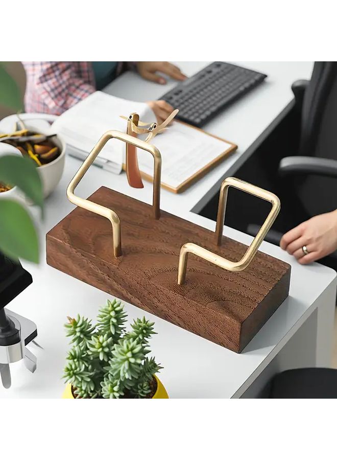Khaki Beechwood Desktop Card Holder with Slots for Home Office - Image 2