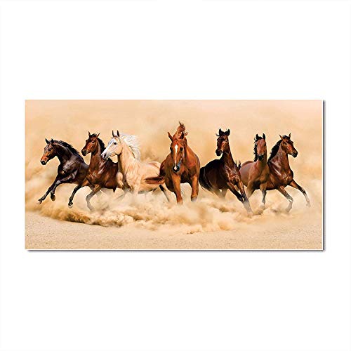 AH Decals Wall Décor Sticker Inpirational Home Vastu 7 Running Horses Poster for Living Bed Room Office Space PVC Vinyl (Size - 16 X 32 Inches/ 40 cm X 80 cm) - Image 1