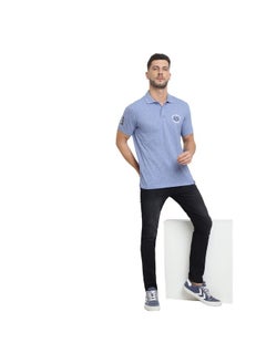 Van Heusen Van Heusen Men Sport Varsity Inspired Polo Regular Fit T-Shirt-100% Combed Cotton-Short Sleeve, Dual Coloured Collar_70017_Sky Bluejaspee_L  - Image 4
