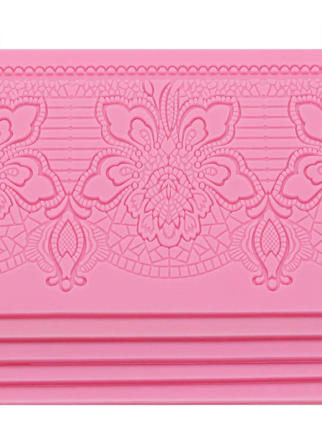 Beasea Lace Molds for Cake Decorating, 5pcs Silicone Fondant Lace Mats Pink Flower Pattern Silicone Molds for sugar lace Craft Tools - Image 4