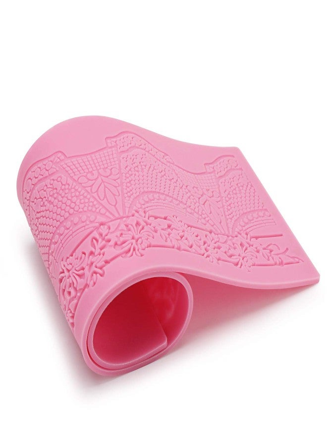 Beasea Lace Molds for Cake Decorating, 5pcs Silicone Fondant Lace Mats Pink Flower Pattern Silicone Molds for sugar lace Craft Tools - Image 3