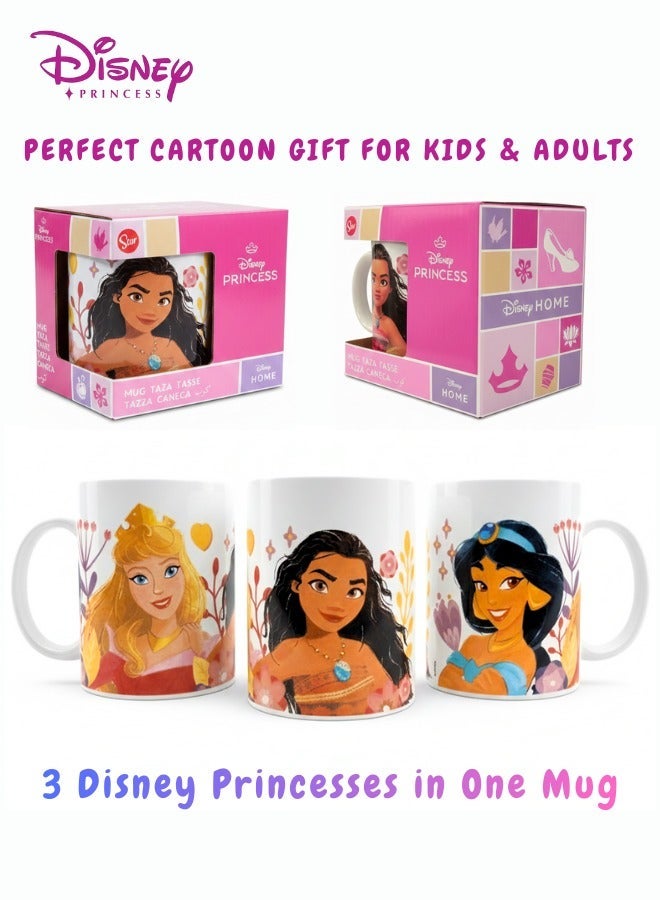STOR Disney Mug Ceramic Princess Bright And Bold 325Ml With Handle| Set Of 1 Pcs Tea/Coffee Round Shape| Microwave & Dishwasher Safe, Freezer Safe | Ideal For Daily Use Coffee, Tea,Color Multicolor - Image 1