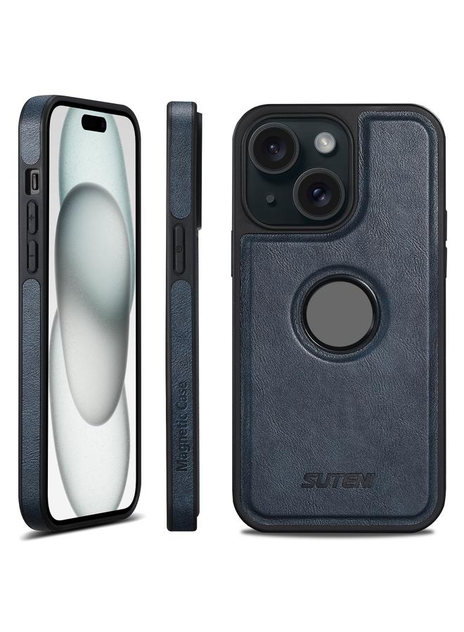 Green Tiger For iPhone 15 Plus Suteni G1 Magsafe Leather Back Phone Case(Blue)