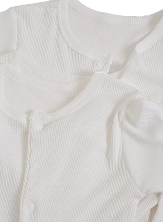 Babies & More Babies & More Unisex Baby White Openfeet Sleepsuit (Pack of 3)