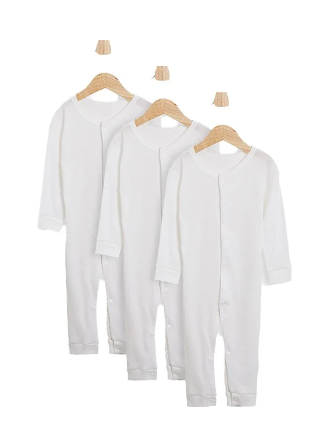Babies & More Babies & More Unisex Baby White Openfeet Sleepsuit (Pack of 3)