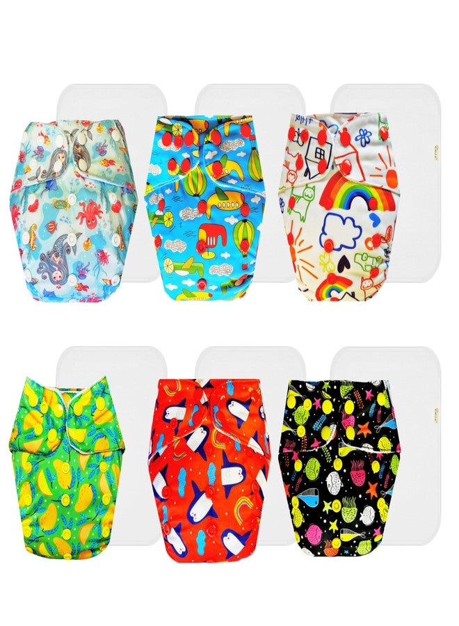 Dumbledo Premium Cloth Diaper with Cotton Insert (Pack of 6) | Soft & Gentle | Reusable & Washable | Adjustable Snaps | Trusted by Moms | 3 Months - 3 Years | Unisex Baby - Image 1