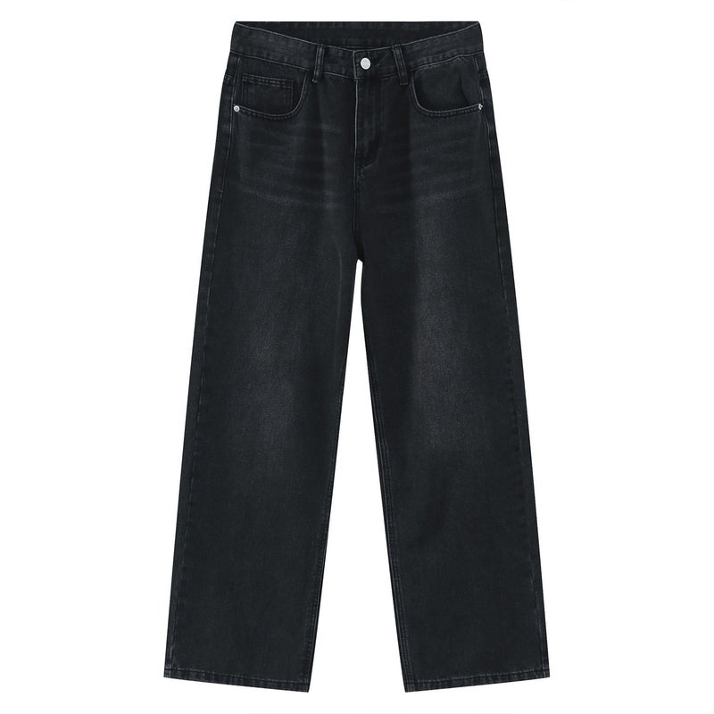 Nirben Vintage Color Wide-Leg Jeans | Relaxed Fit Straight Denim Pants for Men and Women