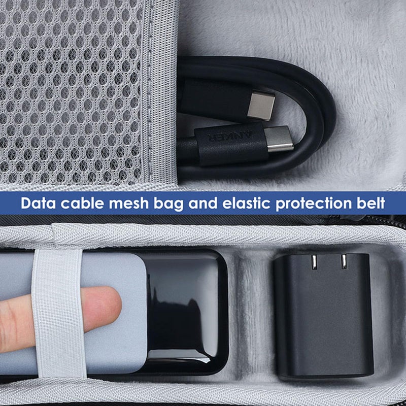 Waterproof EVA Hard Case for Power Bank, Portable Storage Bag with Two Compartments and Shoulder Strap - Image 4