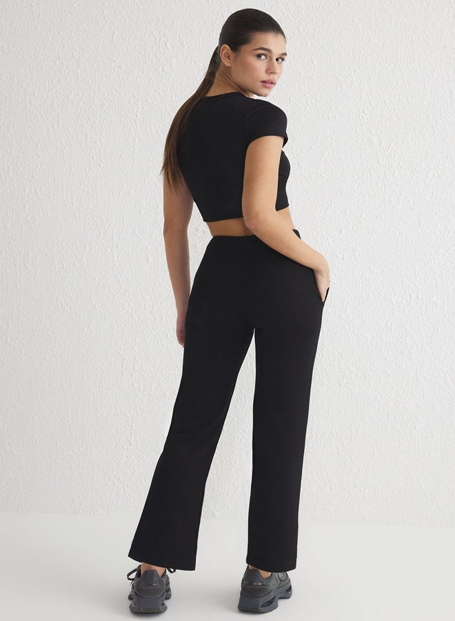 trendyol Black Plain Diver/Scuba Sportswear Sweatpants THMSS25EA00005 - Image 3
