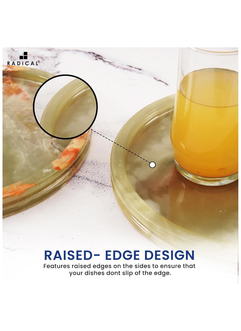 RADICALn Radicaln Handmade Round Serving Tray Green Marble 10" Inch Round Bathroom Décor Perfume Tray - Coffee Table Tray for Kitchen Countertop - Makeup Vanity Tray Makeup Storage  - Image 5
