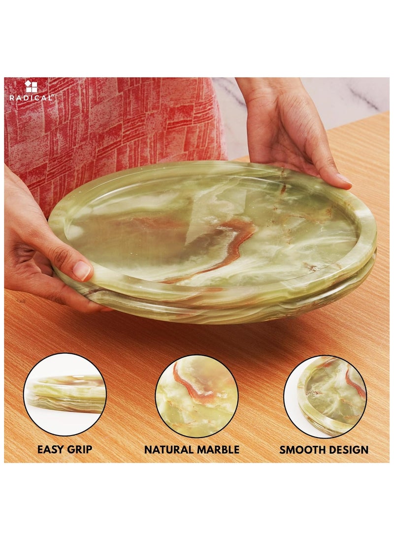 RADICALn - Radicaln Handmade Round Serving Tray Green Marble 10" Inch Round Bathroom Décor Perfume Tray - Coffee Table Tray for Kitchen Countertop - Makeup Vanity Tray Makeup Storage - Image 1