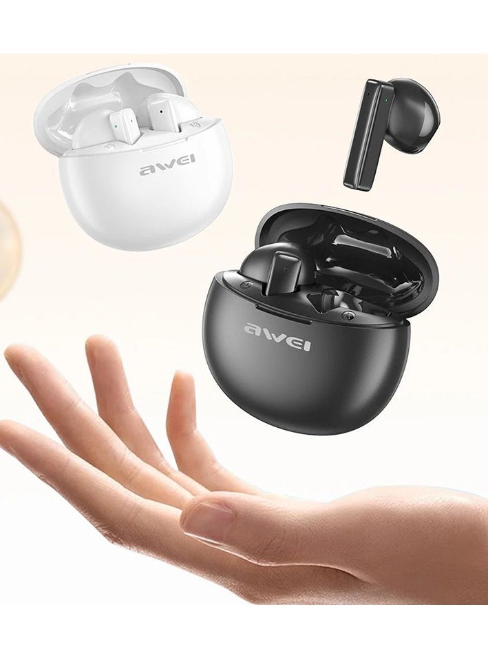 Awei - T87 Mini - TWS Bluetooth Earphones, Bluetooth 5.3, Waterproof, Sports, Touch Control, Type-C Charging, Black - Image 1