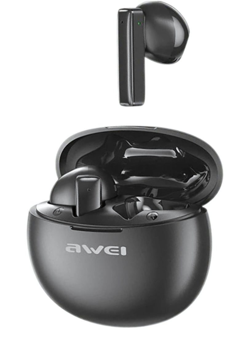 Awei - T87 Mini - TWS Bluetooth Earphones, Bluetooth 5.3, Waterproof, Sports, Touch Control, Type-C Charging, Black - Image 1
