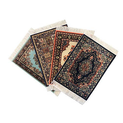 Inusitus Set of 4 Dollhouse Area Rugs Miniature Carpet Accessories for Doll Houses 6 x 4 Inch Rectangular Floor Dcor Oriental Style - Image 1