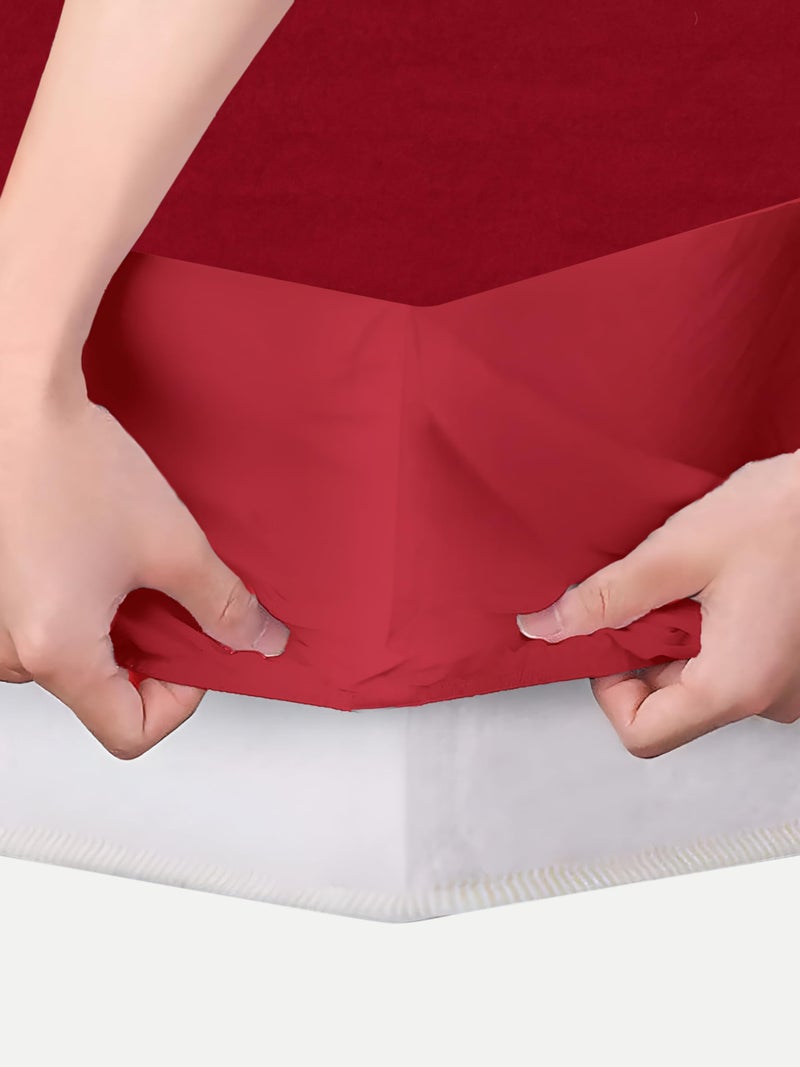 100% Waterproof Premium Cotton Feel Ultra Soft Jacquard for Sigle Bed Hypoallergenic Mattresses Cover (Maroon, 78"x72") BAZ  - Image 3
