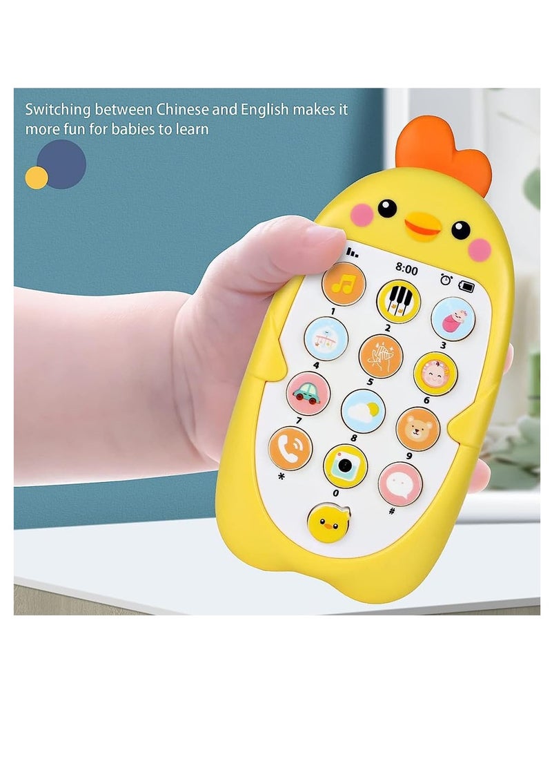 Bebiland Baby Cell Phone Toys with Music and Sound, Silicone Pretend Touch Mobile Phone Toy, Preschool Birthday Gift for Girl Boy 18+ Months (Yellow)  - Image 4