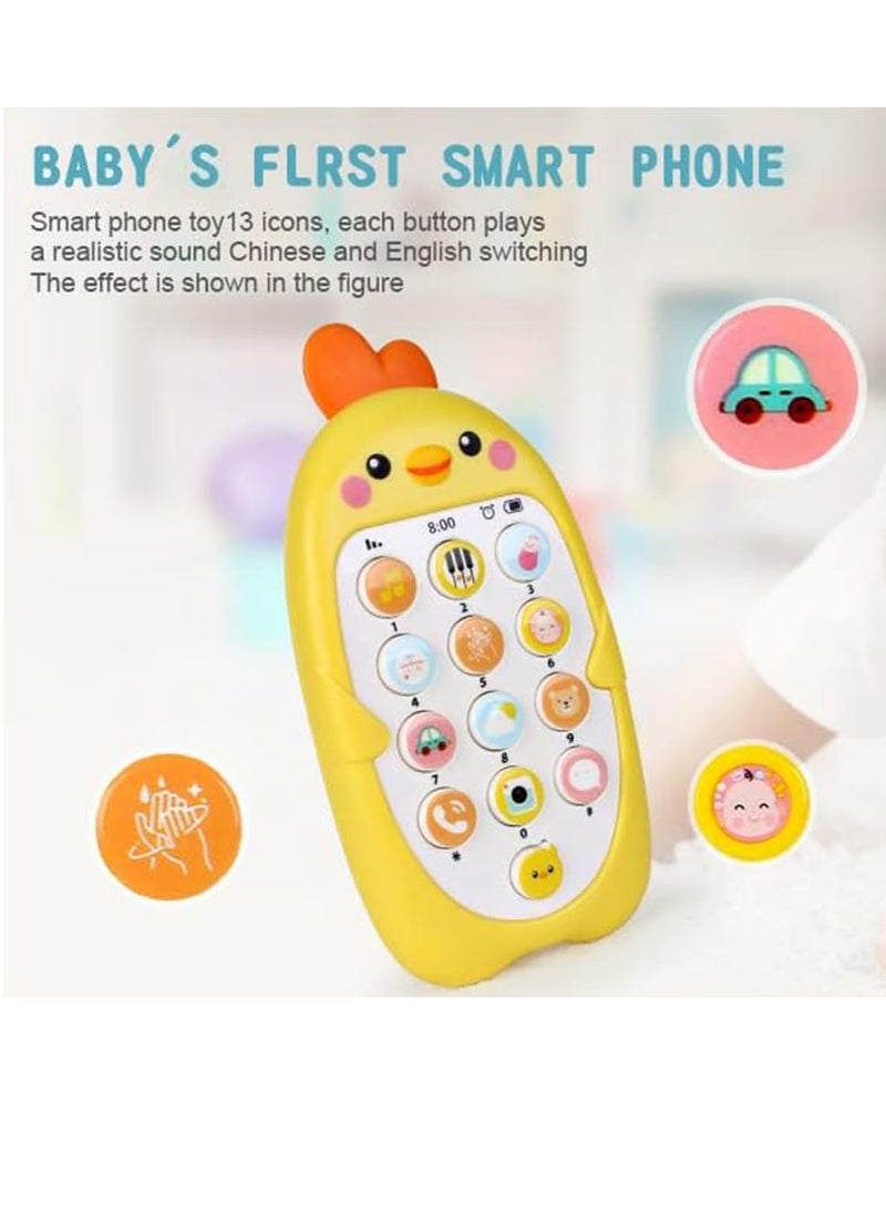 Bebiland Baby Cell Phone Toys with Music and Sound, Silicone Pretend Touch Mobile Phone Toy, Preschool Birthday Gift for Girl Boy 18+ Months (Yellow)  - Image 5