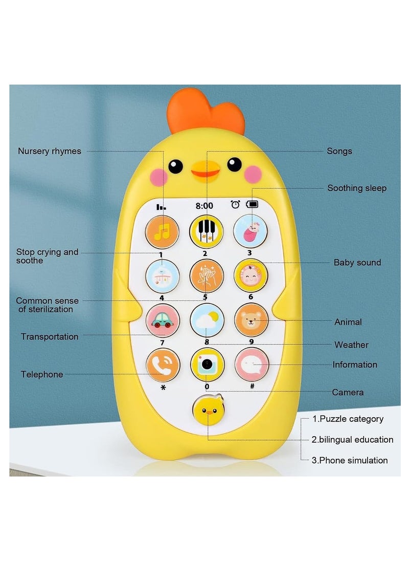 Bebiland Baby Cell Phone Toys with Music and Sound, Silicone Pretend Touch Mobile Phone Toy, Preschool Birthday Gift for Girl Boy 18+ Months (Yellow)  - Image 2