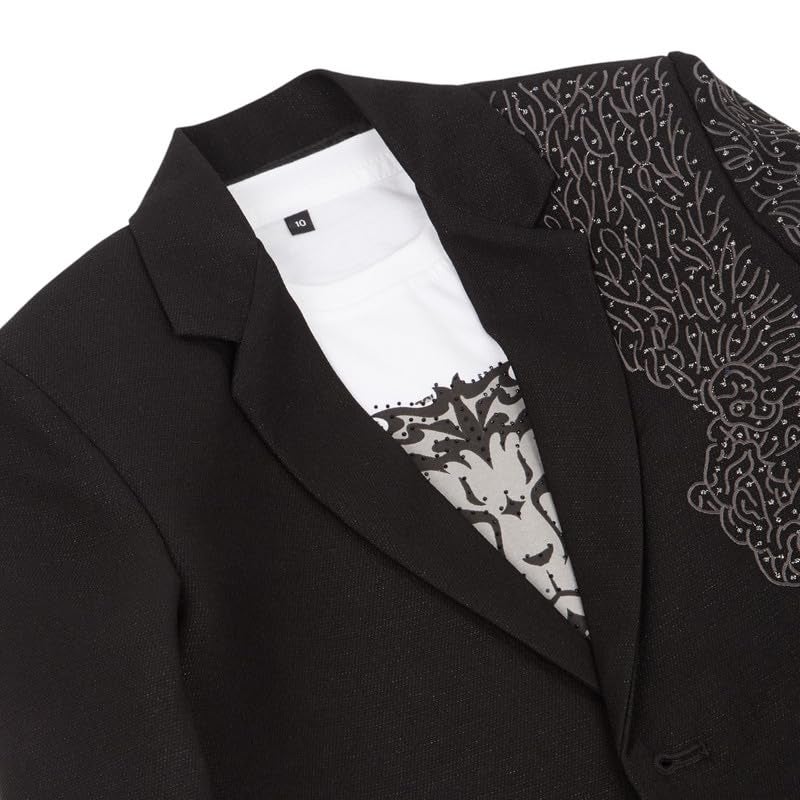 CHARCHIT Boys Regular Fit Embroidered Blazer and T-Shirt Set in Black - Image 5