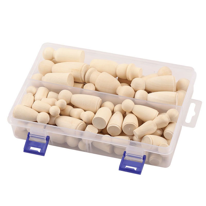 55pcs Wooden Peg Dolls Unpainted Kids Birthday Gifts Handmade Unfinished Weddings Cake Dolls Decor Dolls Teething Toys Set - Image 3