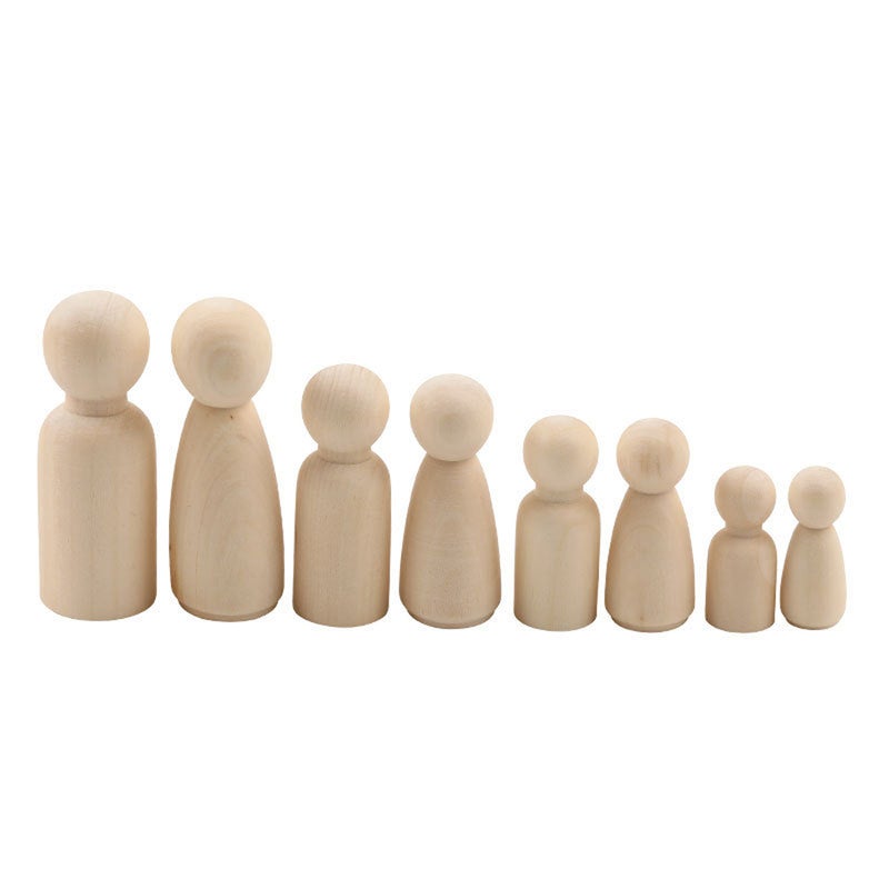 55pcs Wooden Peg Dolls Unpainted Kids Birthday Gifts Handmade Unfinished Weddings Cake Dolls Decor Dolls Teething Toys Set - Image 4