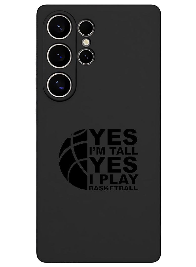 Theodor Protective Slim Fit Case Liquid Silicone Cover with Full Body Protection Anti-Scratch Shockproof Case For Samsung Galaxy S25 Ultra (Black) - Basketball black - Image 1