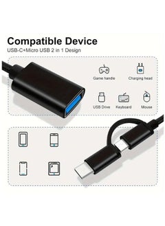 Generic OTG Adapter (2 in 1) MICRO USB and TYPE-C for data transfer and charging (black color)  - Image 2