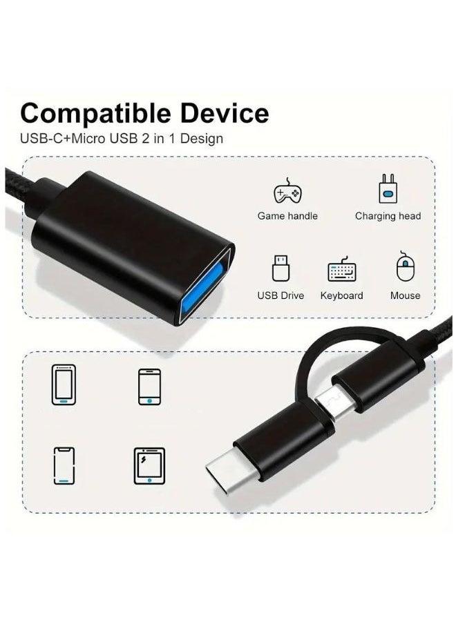 محول OTG (2 في 1) MICRO USB و TYPE-C لنقل البيانات والشحن (لون اسود)