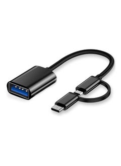 Generic OTG Adapter (2 in 1) MICRO USB and TYPE-C for data transfer and charging (black color)  - Image 1