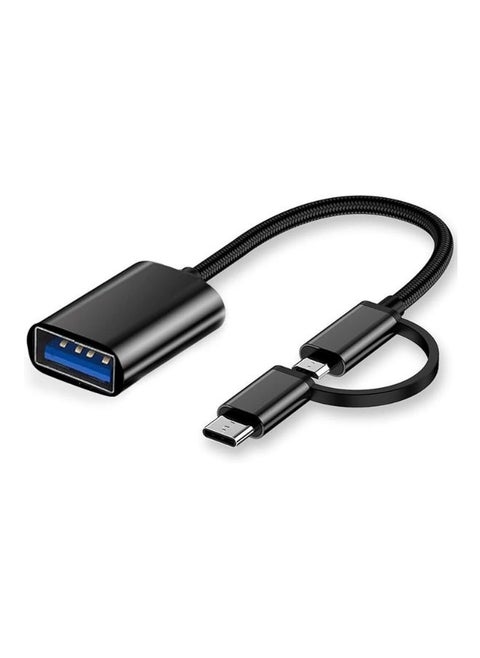 محول OTG (2 في 1) MICRO USB و TYPE-C لنقل البيانات والشحن (لون اسود)