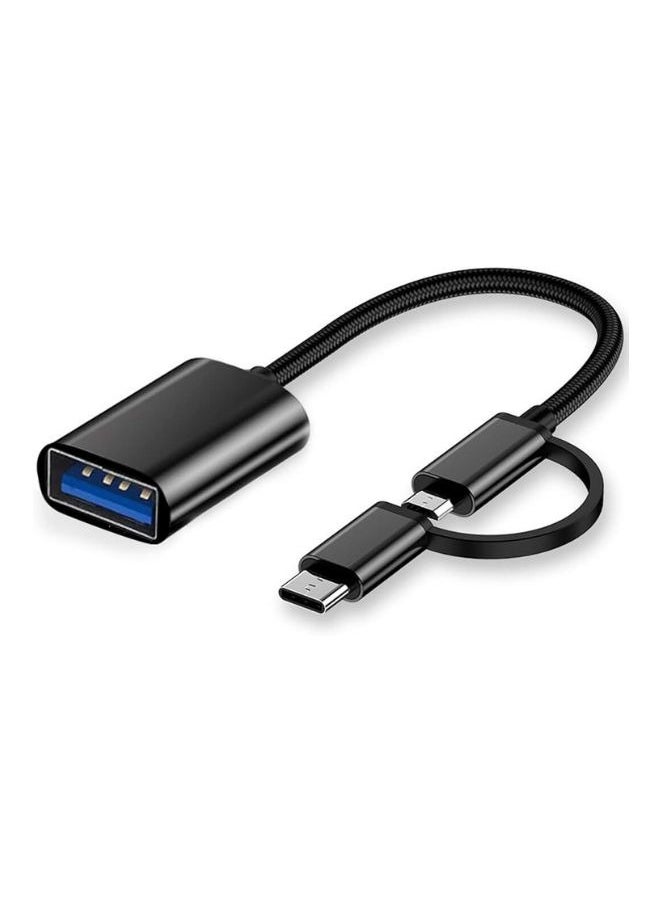 محول OTG (2 في 1) MICRO USB و TYPE-C لنقل البيانات والشحن (لون اسود)