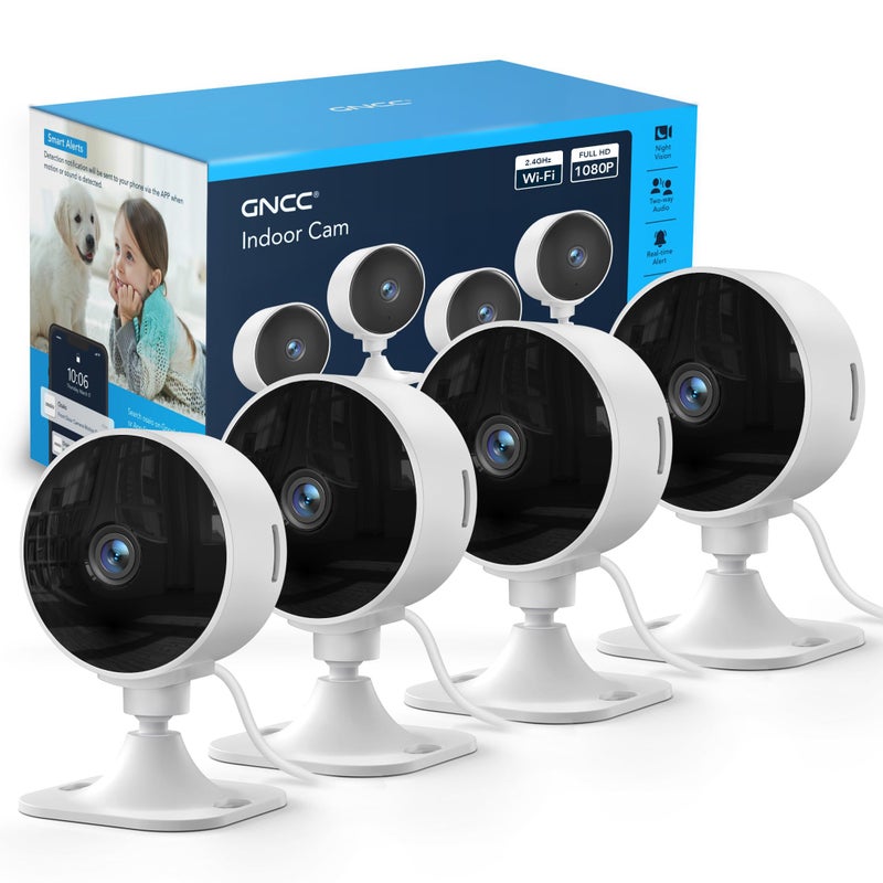 GNCC Only 2.4GHz Indoor Security Camera, 1080P Cameras for Home Security, Motion Detection, Two-Way Audio, Night Vision, Dog Camera with App, Easy Install, Cloud Storage Subscription Required(4-Pack) - Image 1
