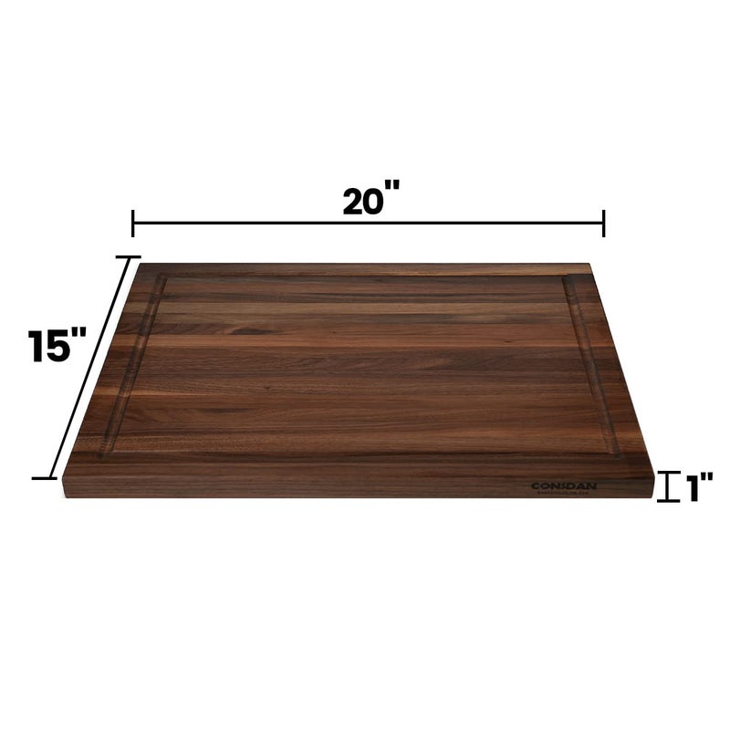CONSDAN Walnut Cutting Board for Kitchen, USA Grown Hardwood, 20 x 15, with Invisible Inner Handle, Prefinished with Food-Grade Oil, Suitable for Kitchen Edge Grain, 1" Thick - Image 2