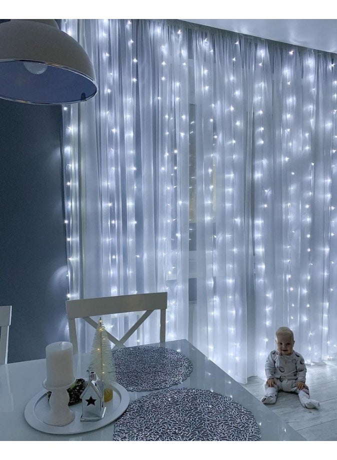 NAGAFA SHOP 4.5m LED curtain light is designed to create a warm and cozy ambiance with beautifully distributed lights across each string. Ideal for use behind curtains or directly on walls, giving a stunning decorative effect. Perfect for daily home décor or special occasions such as Ramadan, birthdays, home parties, and engagements. Easy to install and suitable for all room styles and spaces." - Image 1
