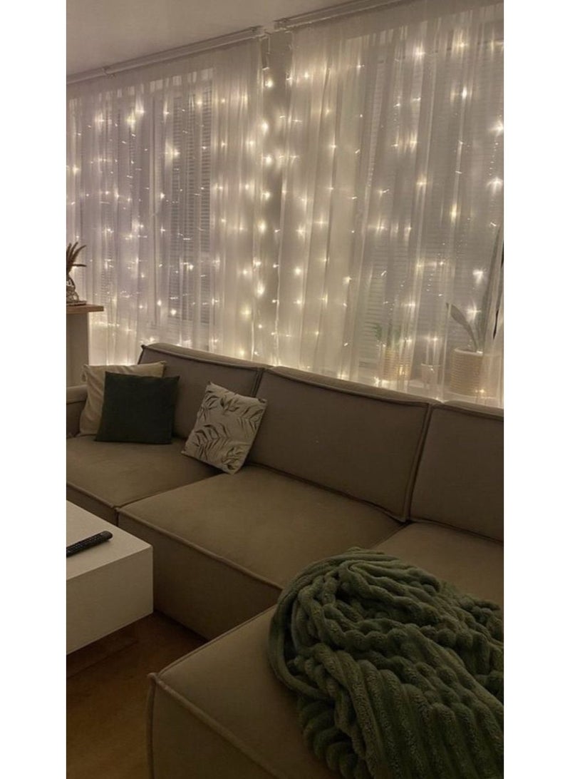 NAGAFA SHOP 4.5m LED curtain light is designed to create a warm and cozy ambiance with beautifully distributed lights across each string. Ideal for use behind curtains or directly on walls, giving a stunning decorative effect. Perfect for daily home décor or special occasions such as Ramadan, birthdays, home parties, and engagements. Easy to install and suitable for all room styles and spaces." - Image 3