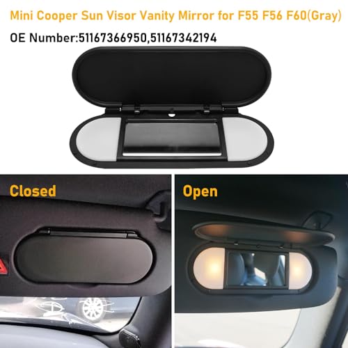 Abodvu Sun Visor Vanity Mirror Cover Compatible with Mini Cooper & Cooper S Clubman Hatchback Countryman F55 F56 F60 2015-2022,1PC Sun Visor Vanity Mirror Replacement for Left/Right Side,Black - Image 3
