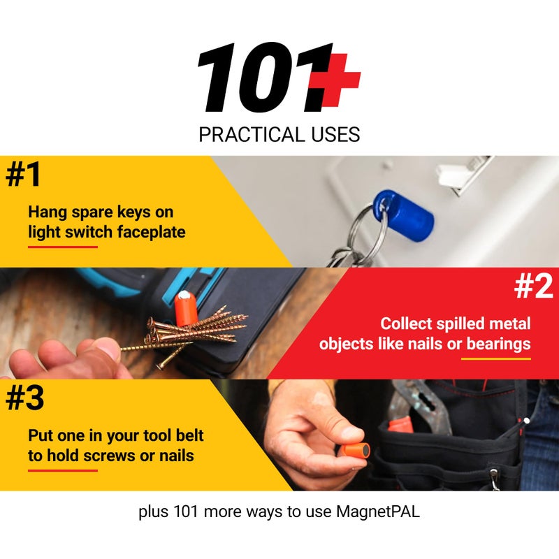 MagnetPal 3 pack Heavy-Duty Neodymium Anti-Rust Magnet, Best for Magnetic Stud Finder / Key Organizer / Indoor and Outdoor Multi Uses, Black with Key Ring (SP-MPM3BK) - Image 5