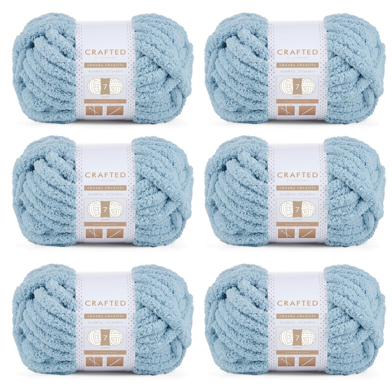 Crafted By Catherine Chunky Chenille Yarn 6 Pack 8 oz 227 g 317 Yards Each Skein Slate Blue Gauge 7 Jumbo - Image 2