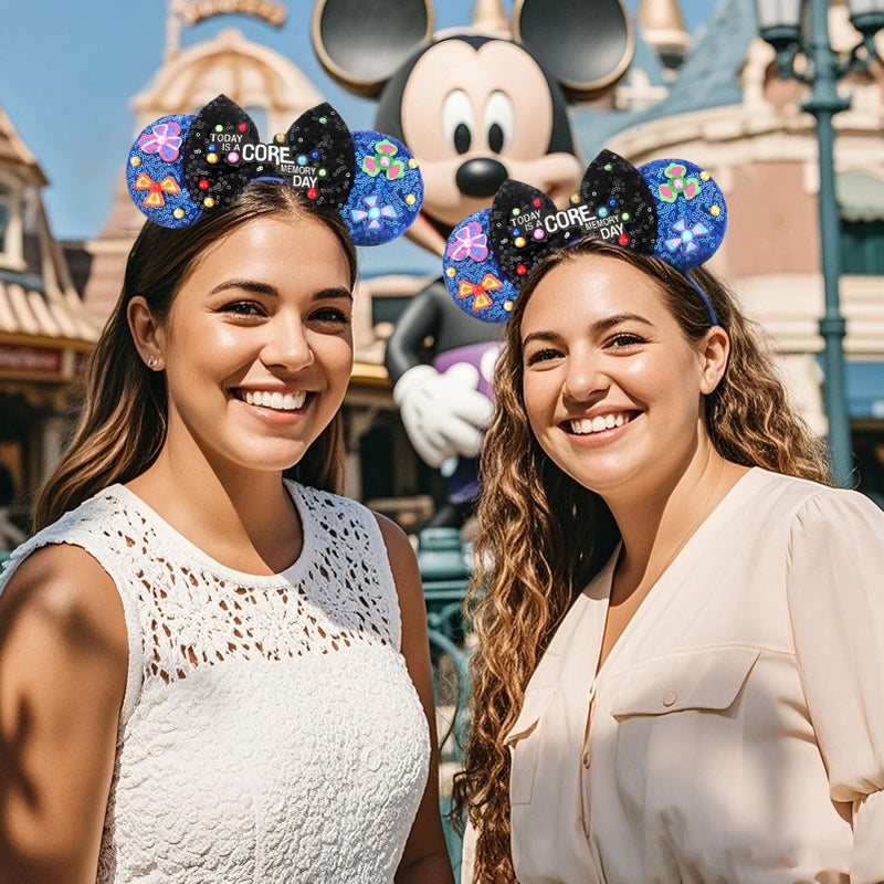 ETLUK Mouse Ears Headband, Sequin Bow Blue Headband for Women Girls Adult, Parks Ears for Cosplay Accessories Party Decorations - Image 4